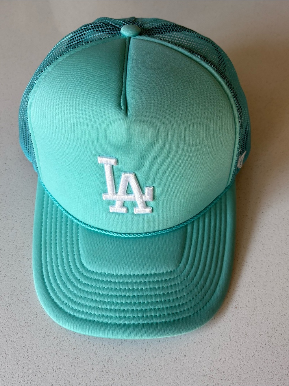 Urban Outfitters La Dodgers Snapback Trucker Hat Cap 47'Brand Turquoise MLB